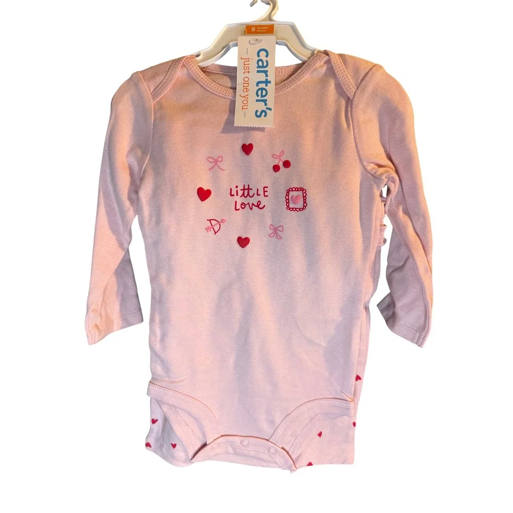 Carters Just One You Baby Girls Pink Little Love Heart Bodysuit Ruffle Pants Set
